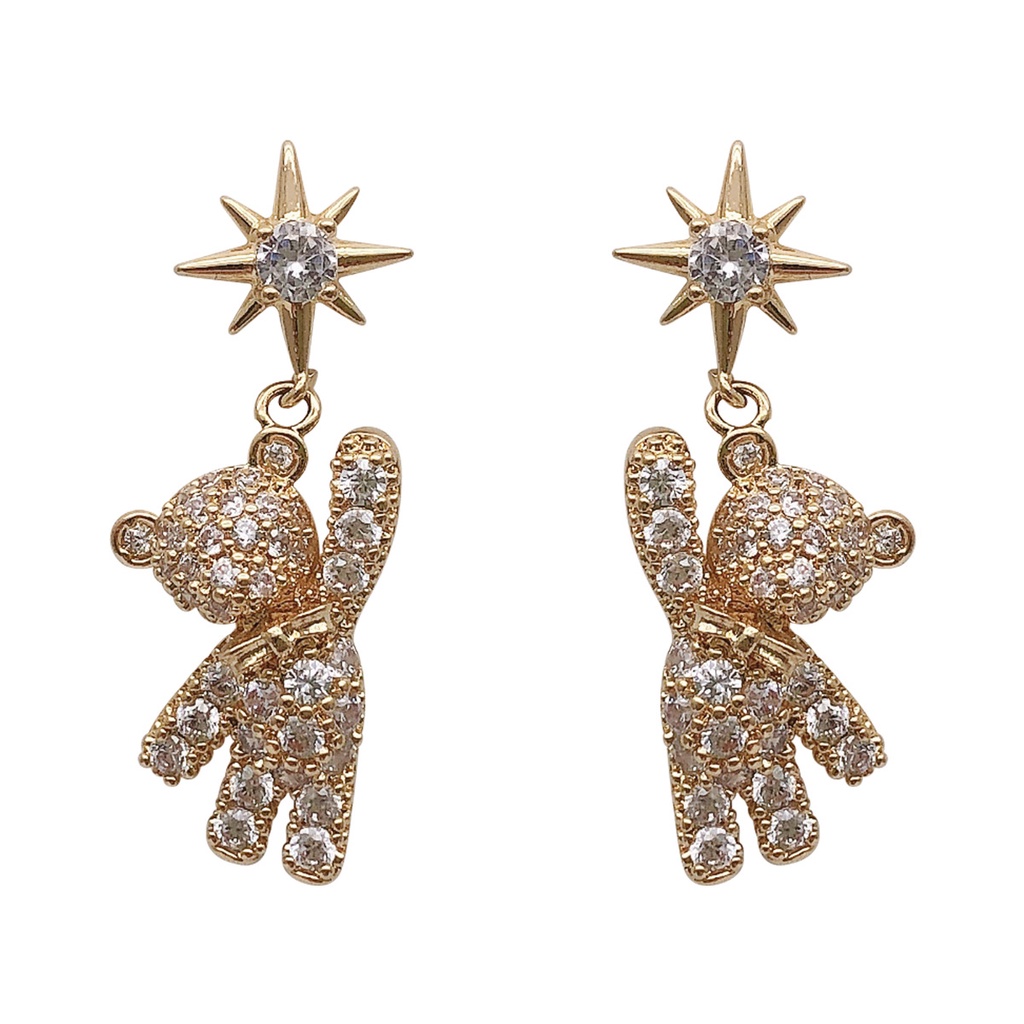 Anting Tusuk Motif Bintang / Beruang Kecil Lucu Ala Korea Untuk Wanita