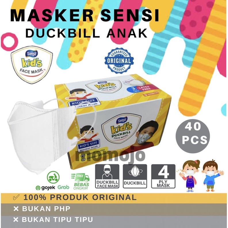 MASKER SENSI DUCKBILL KIDS MASKER ANAK 3 PLY 40 PCS