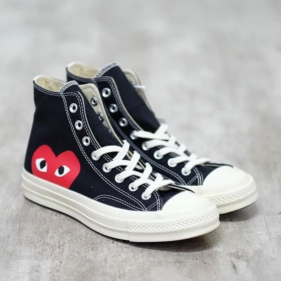 Sepatu Converse CDG Play 70s Import Vietnam BNIB Grade Original Black HItam Sneakers Classic Casual