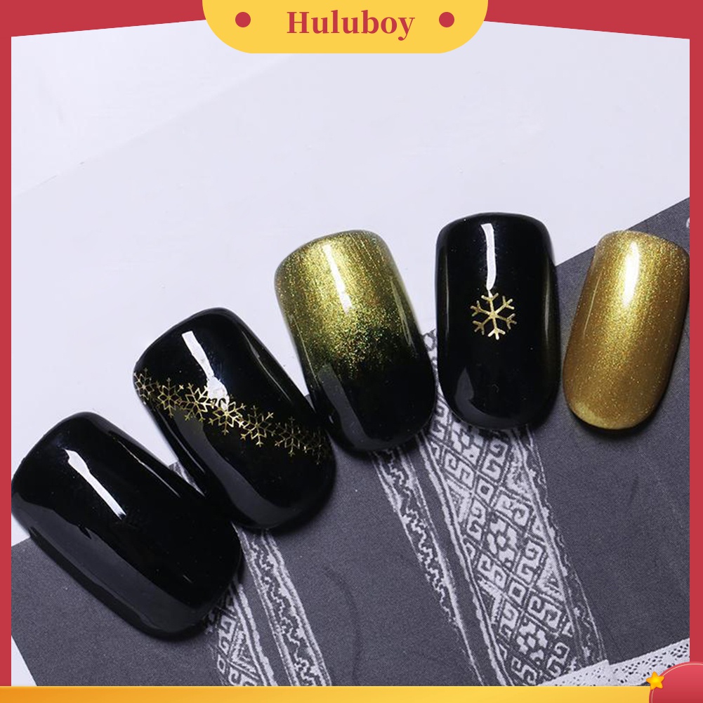 Huluboy Huluboy♡ Stiker Kuku Motif Kepingan Salju Warna Emas Untuk Dekorasi Manicure