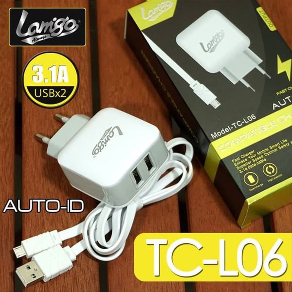 Charger L6 Fast Charging 2port USB Auto ID kabel Micro USB 1meter