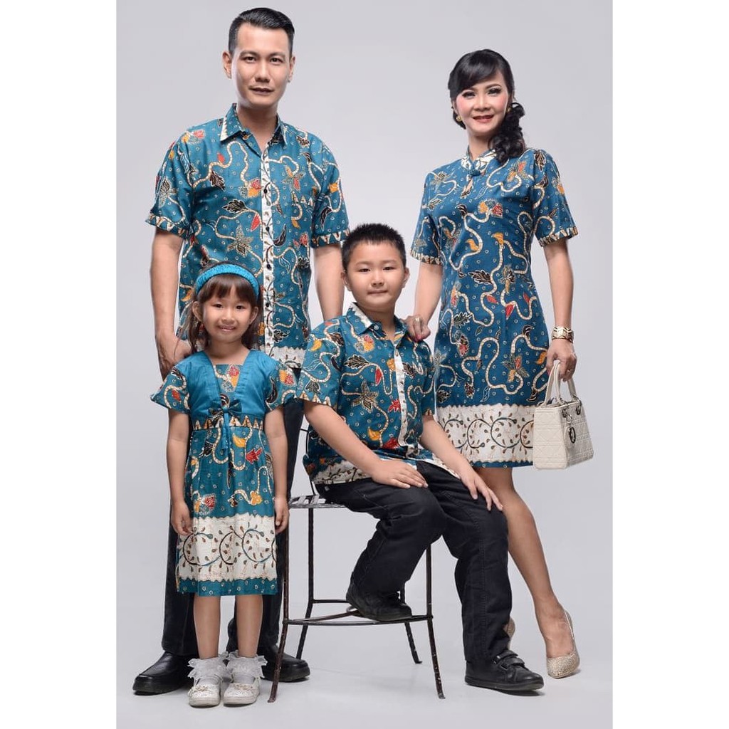PROMO Sarimbit Couple Seragam Pria Wanita Dress Terusan Batik 2204 Tosca XXL