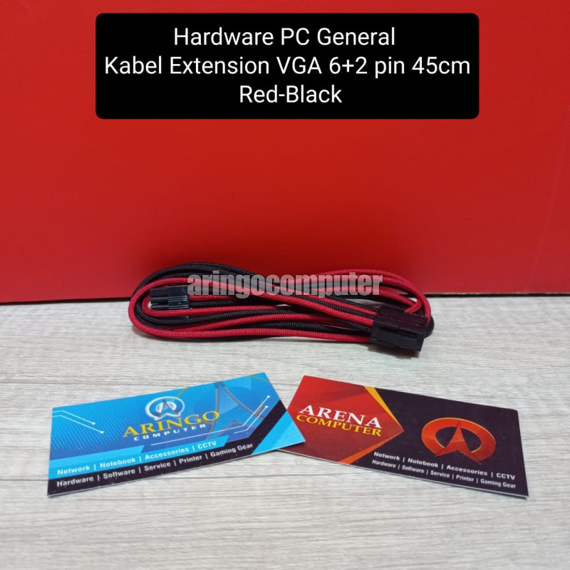 Hardware PC General Kabel Extension VGA 6+2 pin 45cm Red-Black