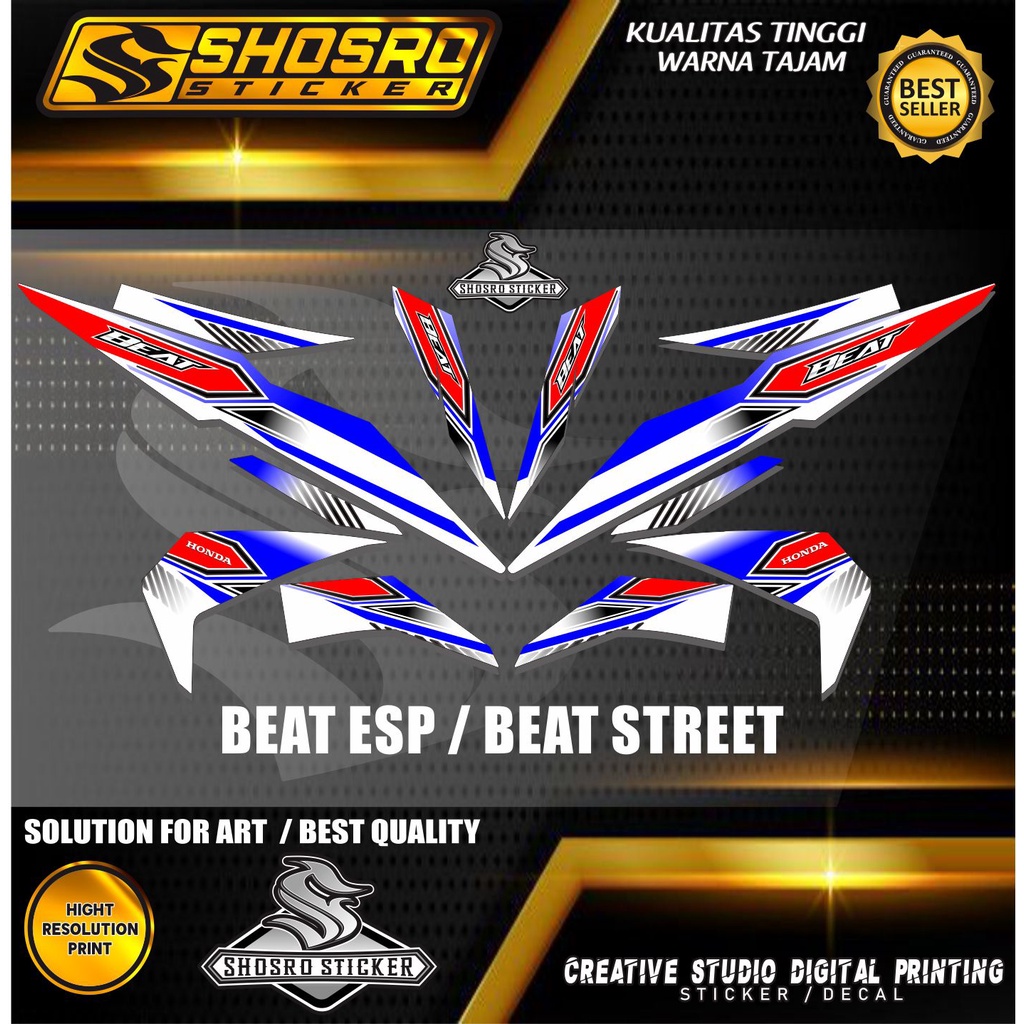 DECAL STIKER / STRIPING VARIASI STIKER STRIPING VARIASI MOTOR HONDA BEAT ESP/BEAT STRET MOTIF STYLE 