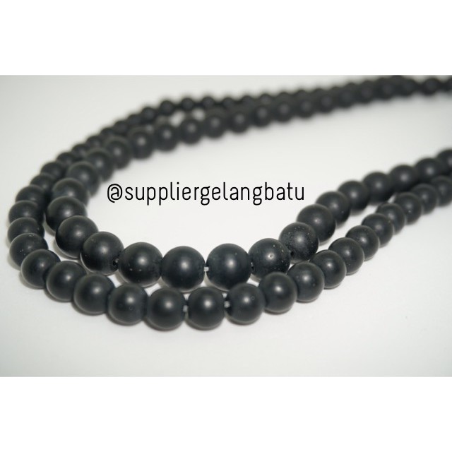 Bahan Gelang Batu Alam Natural Blackstone 8mm dan 10mm Doff
