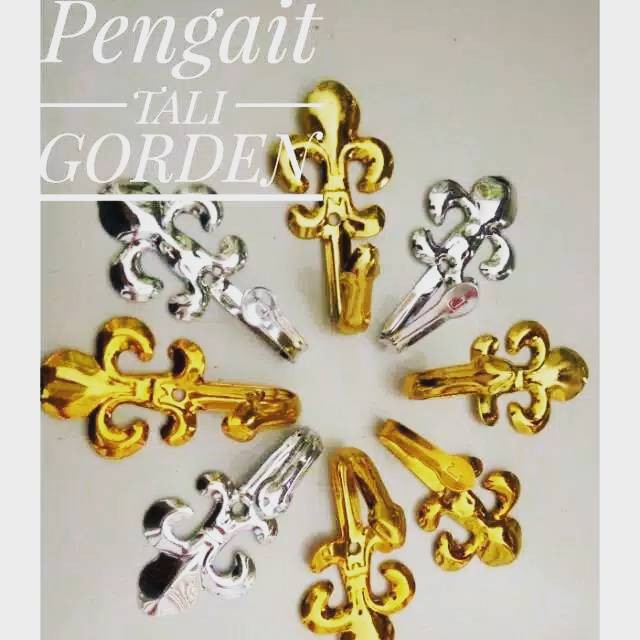Hook Gorden Trisula Pengait / cantelan / cantolan Tali Gorden Gordyn Hordeng Korden emas gold silver