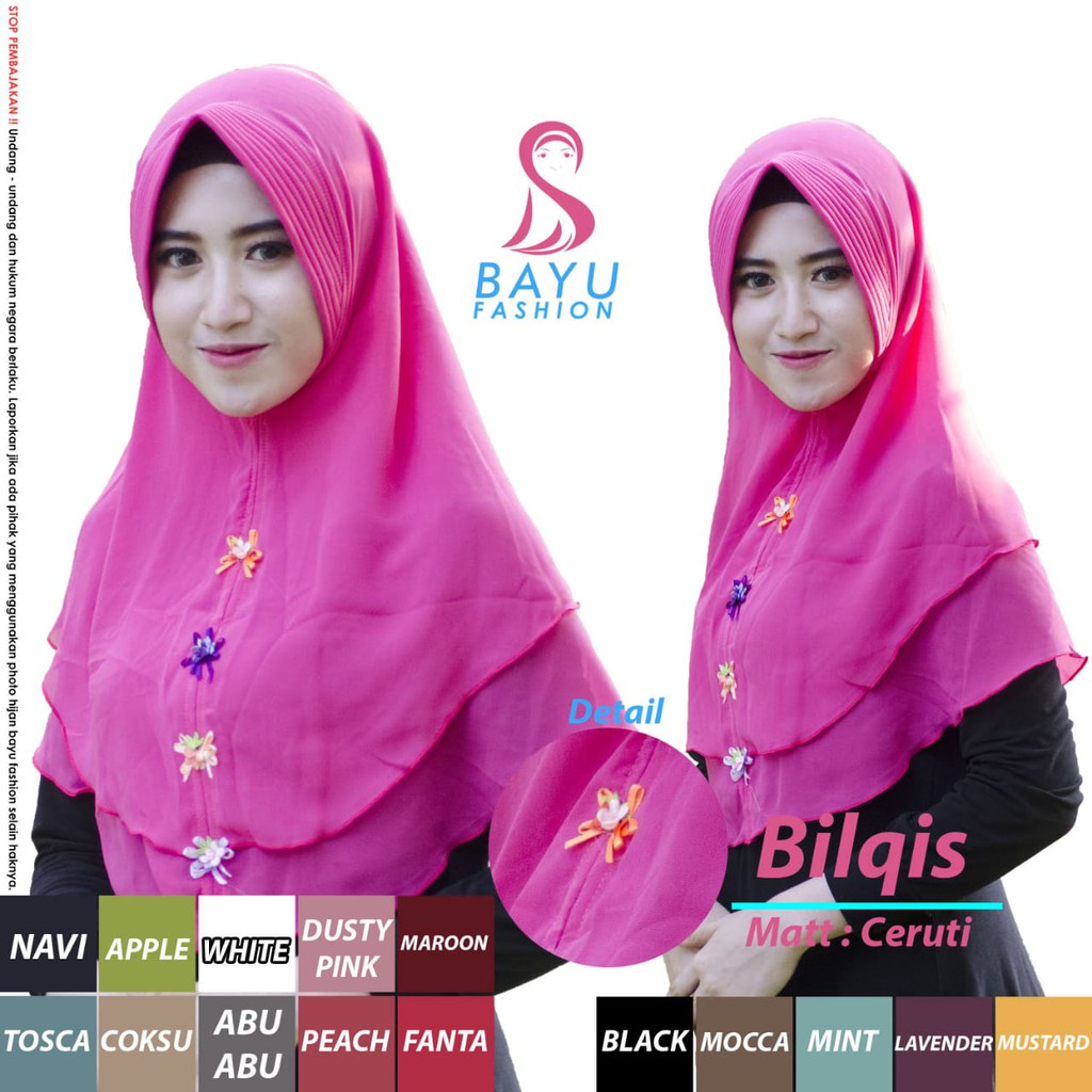 Terbaru Jilbab hijab Bilqis pink cantik anti tembem fashion muslim sunsun