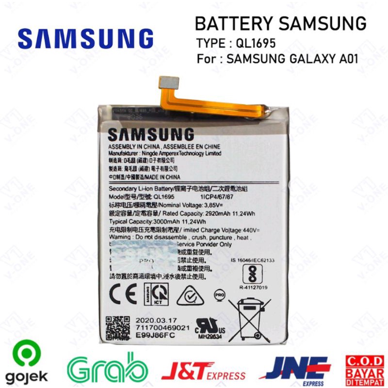 BATERAI BATTERY ORIGINAL 100 QL1695 SAMSUNG GALAXY A01 ORIGINAL