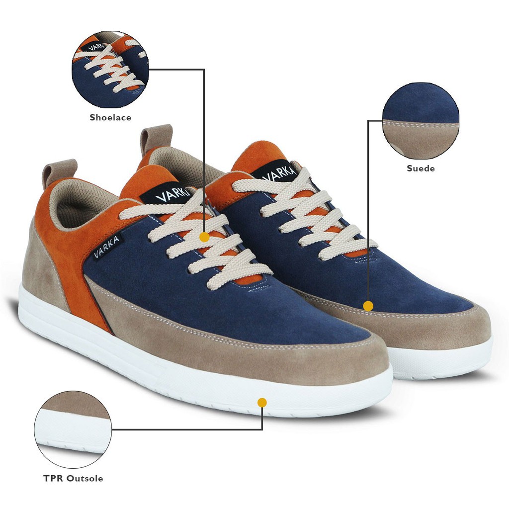 Sepatu Sneaker Pria Terbaru V 605 Brand Varka Sepatu Kasual Sepatu Pria Warna Krem Kombinasi