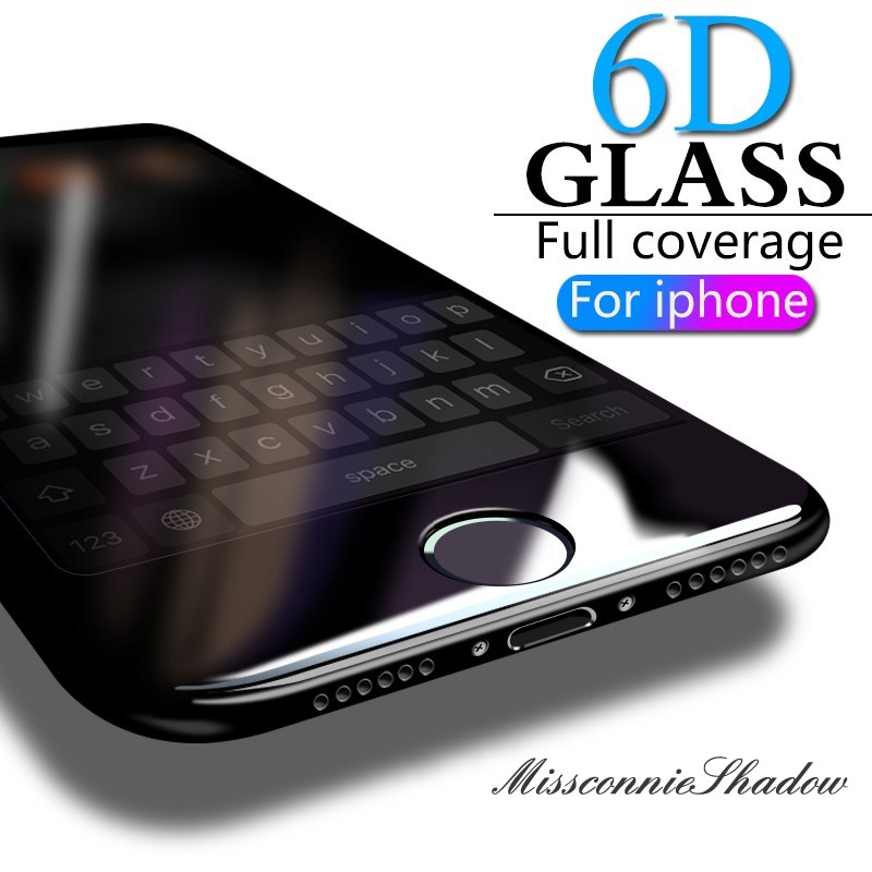 Pelindung Layar Tempered Glass 6D Full Cover untuk iPhone 6 6S 7 8 x X