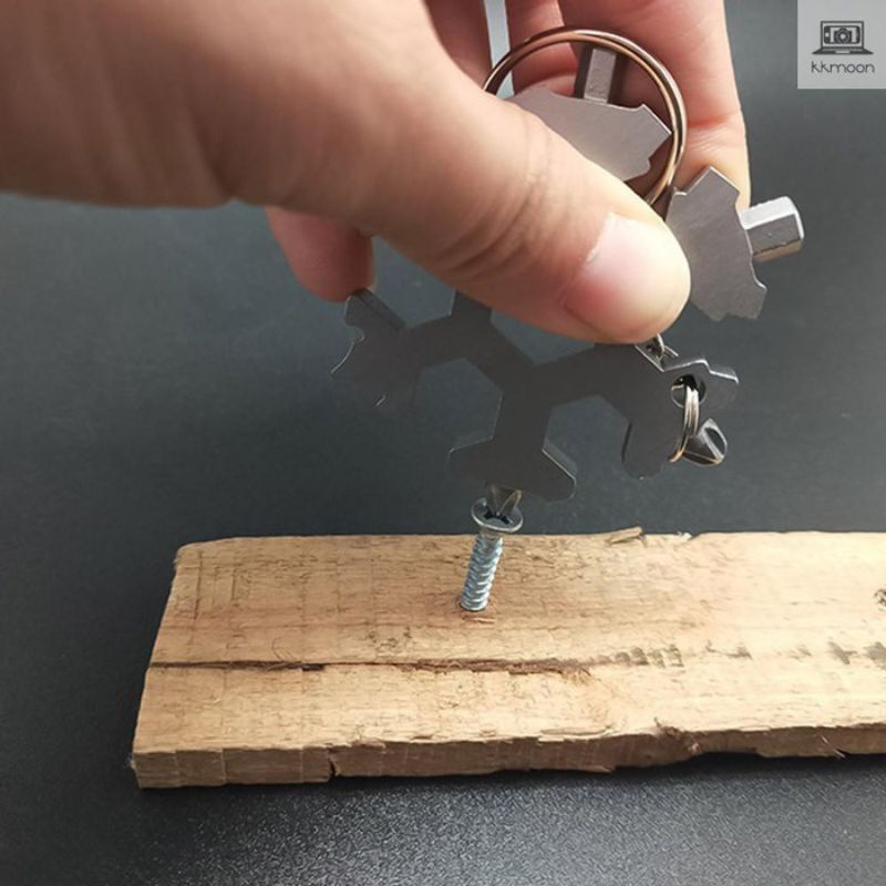 Obeng Kunci Gantungan Kunci Multifungsi Snowflake 18 in 1 Stainless