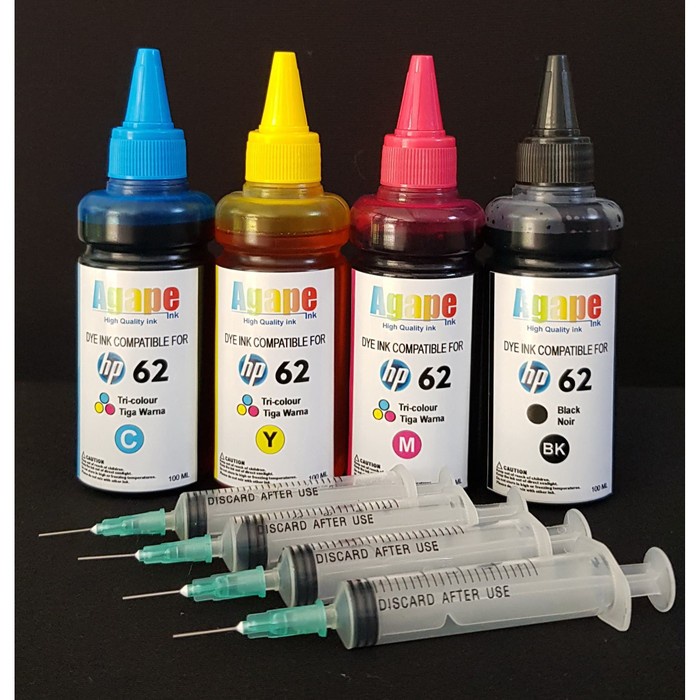 terbatas HP62 COLOR TINTA HP 62 REFILL INK CARTRIDGE gratis ongkir toped - Hitam Limited
