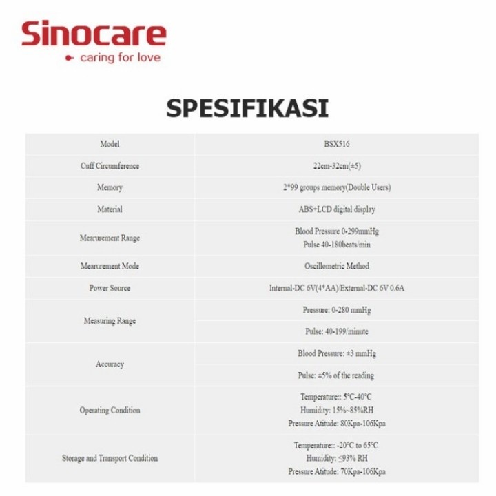 TensiMeter Digital Lengan Portable Sinocare Bsx Alat Ukur Tekanan Darah