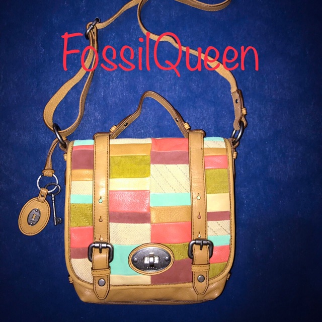 Tas FOSSIL ORIGINAL Maddox Patchwork Selempang Leather-Canvas NEW WOT