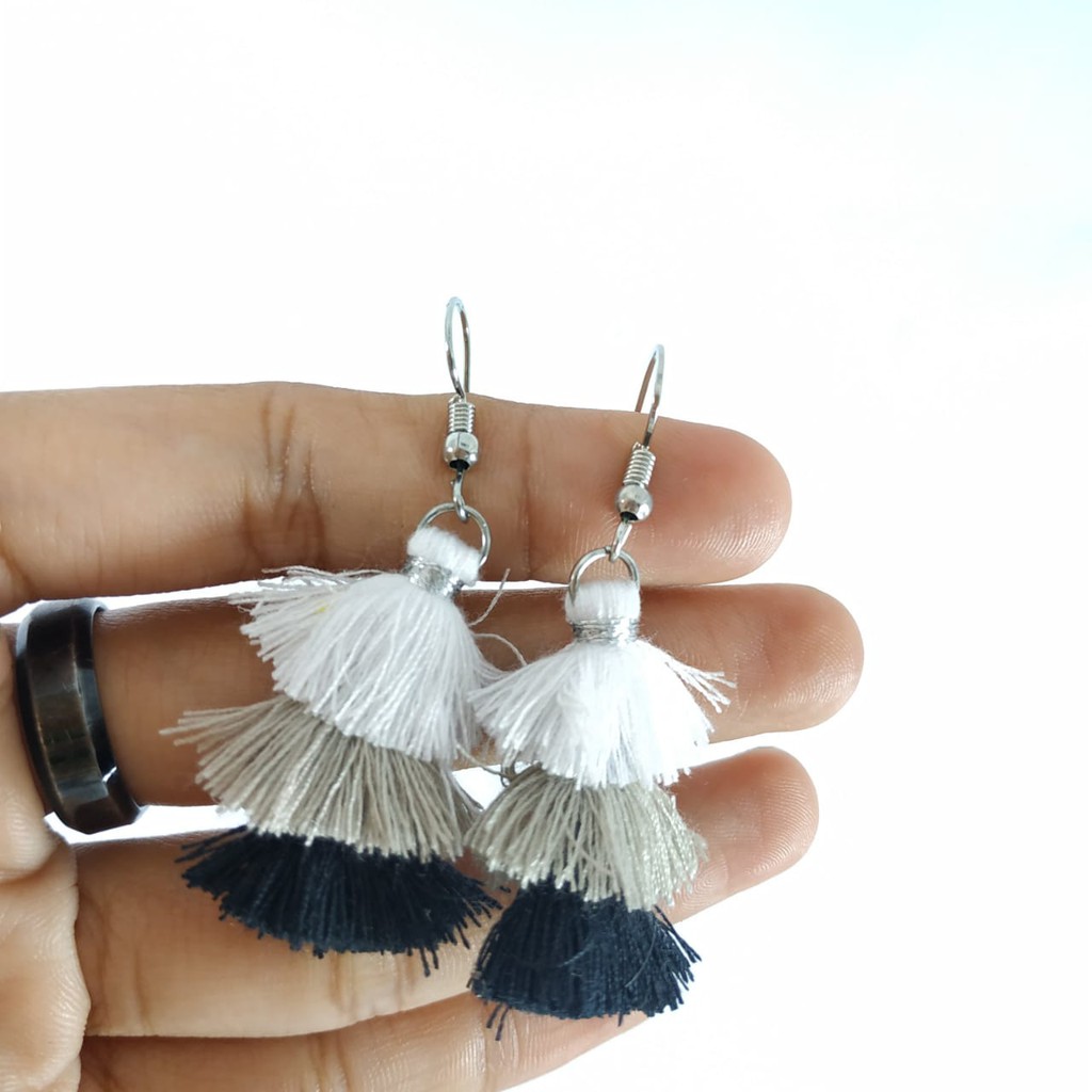 Anting Hijab Fashion wanita Tassel Tri Tingkat Kekinian Tokopelanginicer