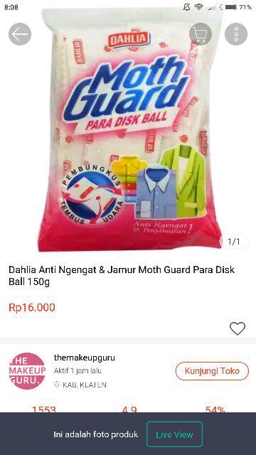 Dahlia Anti Ngengat & Jamur Moth Guard Para Disk Ball 150g