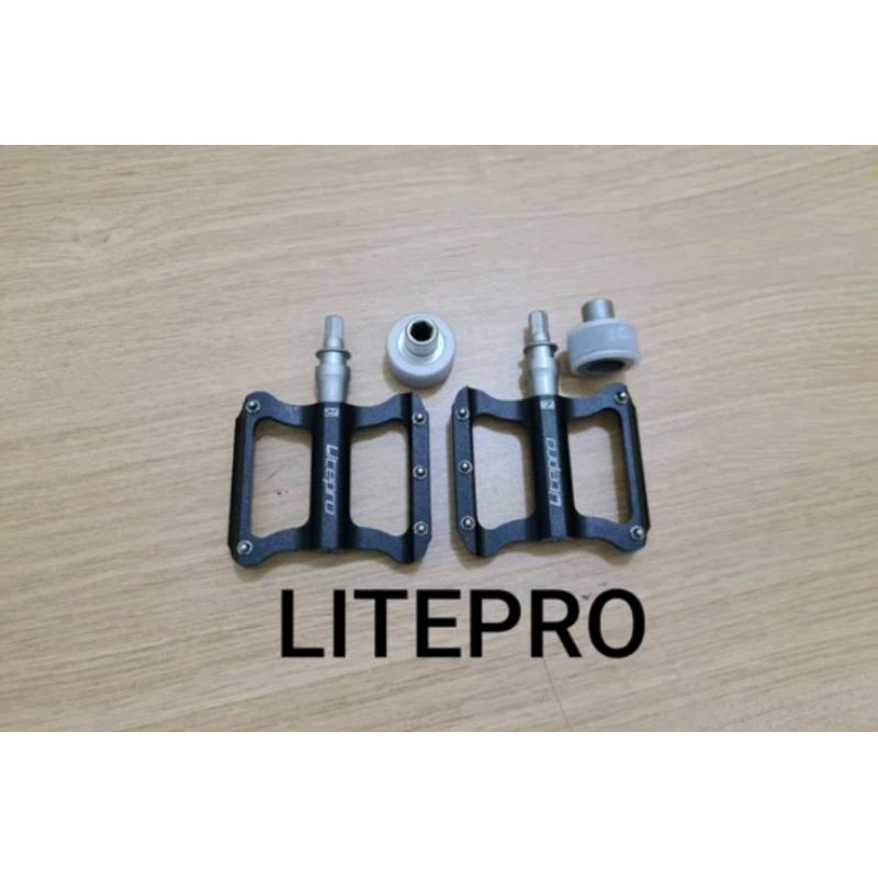 Pedal Sepeda Lipat Qr Litepro Warna hitam black - Pedals Quick Release Sealed Bearing Lite Pro Folding Bike Seli