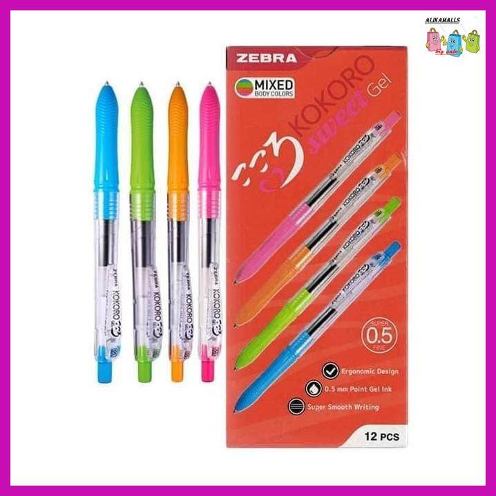

Silutala- Pulpen Gel Zebra Kokoro Sweet / Ballpoint Pen Hitam Sekolah / Kantor -Ori.