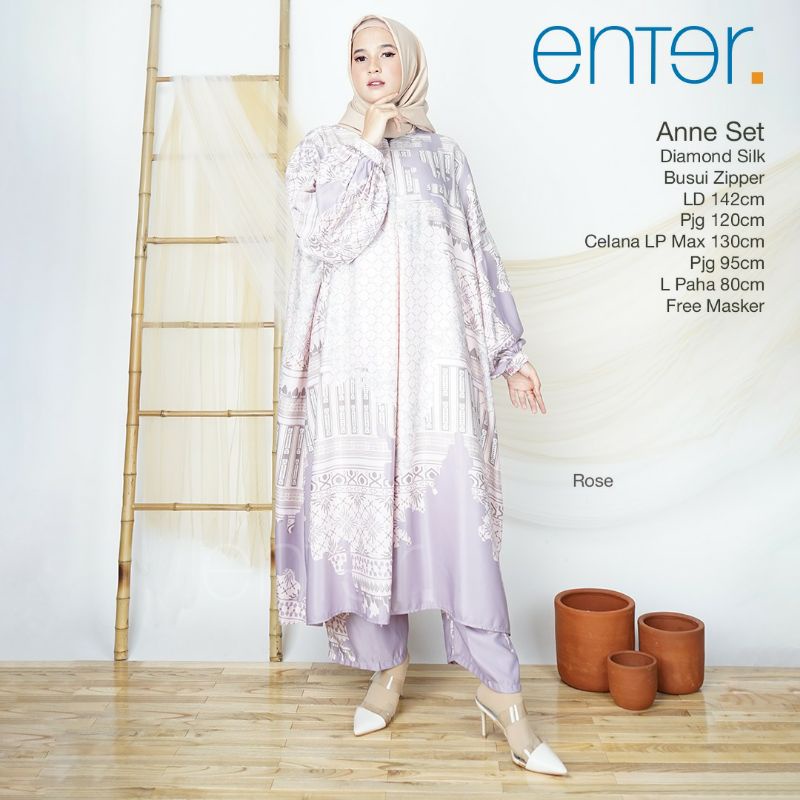 Setcel LD 140 XXXXL Ghiska Anne Set Enter Oneset Tunik Midi Setelan Wanita Super Jumbo One Set Extra