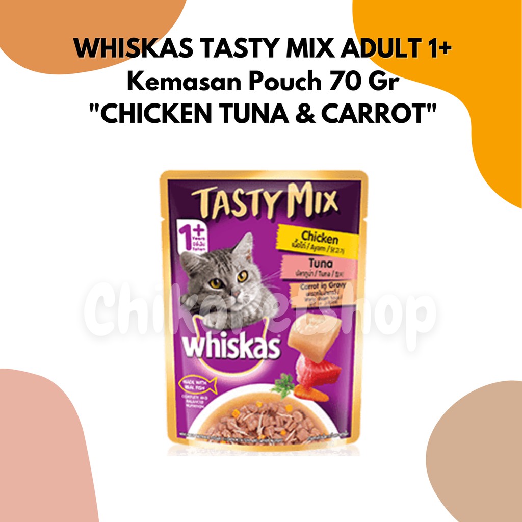 WHISKAS TASTY MIX ADULT 1+ Wiskas Makanan Kucing Dewasa Basah Pouch 70 Gr