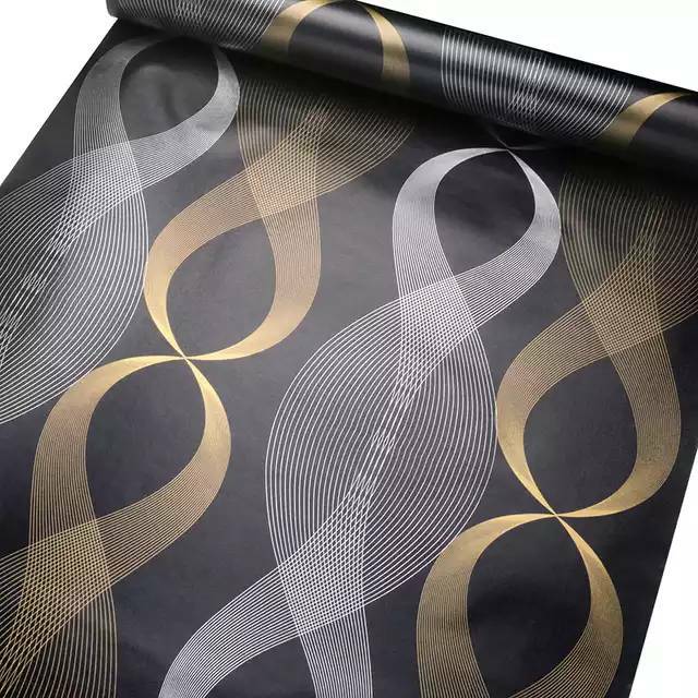 WALLPAPER DINDING MOTIF ULIR HITAM 10m x 45cm