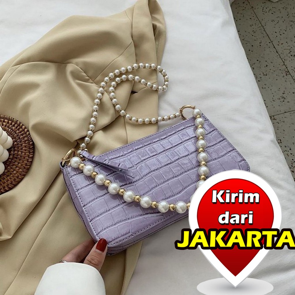  Tas  Selempang  Wanita  Import Croco Mutiara Tasready 7148 