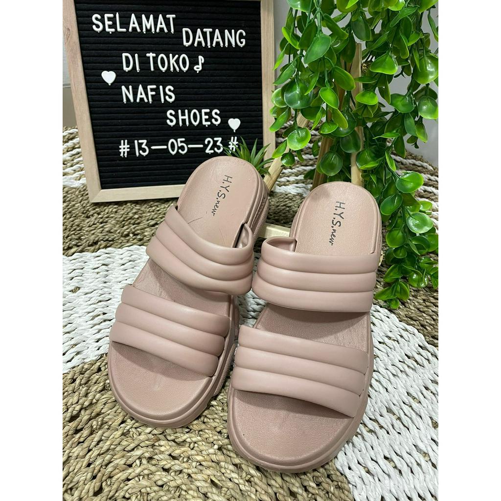 sandal wedges wanita terbaru / slop ban2 / 2201-15