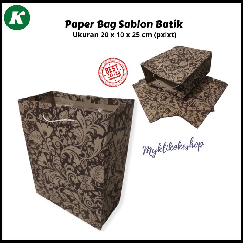 

Paper Bag Tas Kertas Sablon Motif Batik 20x10x25cm