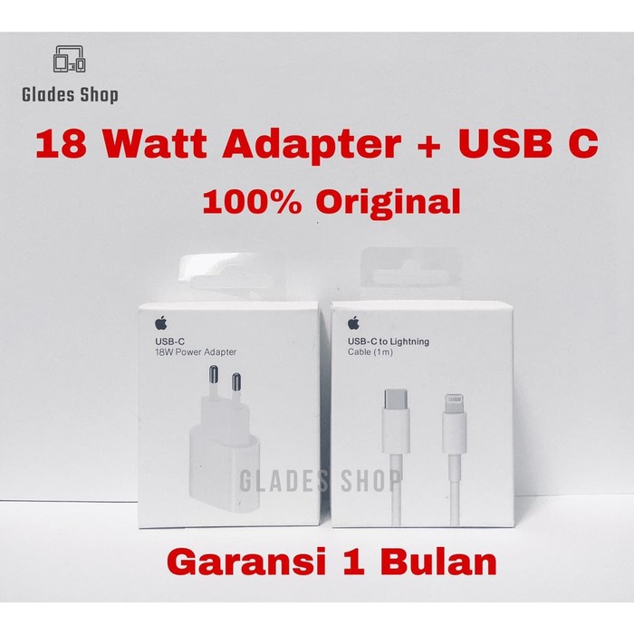 Kepala Charger Iphone 18W USB C + Kabel Iphone 11 11 PRO