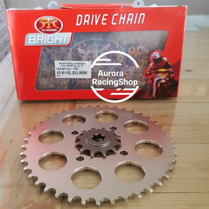 Q.W644 Gear Set TK Satria 120 R 2T Hiu & Rantai TK 415 HS 130L