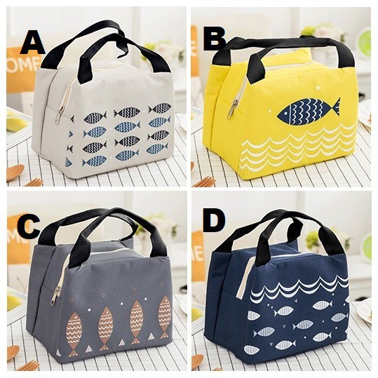 Tas Wadah Makan Lucu / Tas Tempat Makan Lucu / Food Storage MOTIF IKAN / Cooler Bag / Tas Lunch Bag