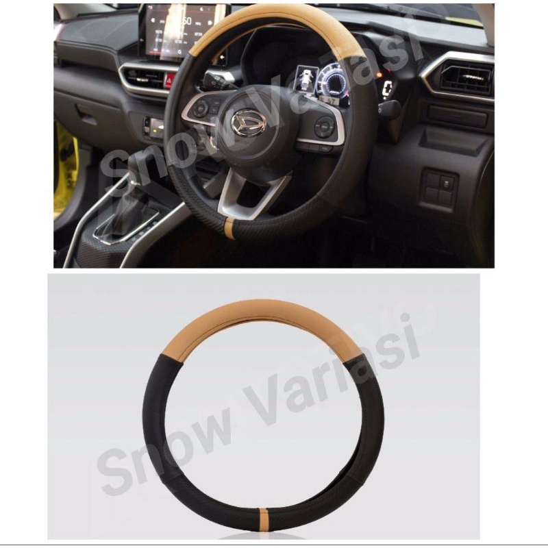 sarung stir steering wheel cover cream hitam activo jsl premium