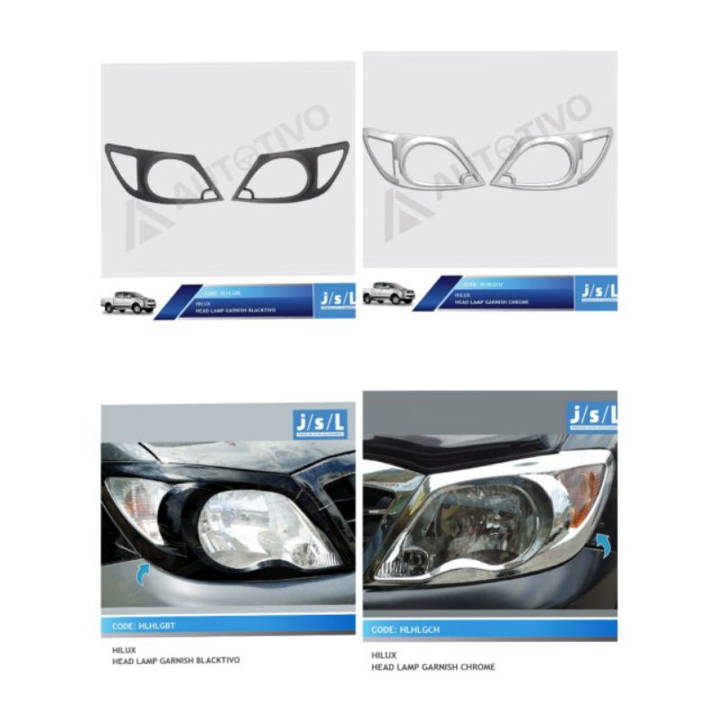 garnish lampu depan hilux head lamp garnish chrome hitam jsl