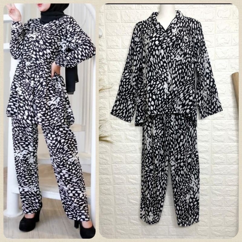 DAILY SET / PIYAMA RAYON PREMIUM SET LENGAN PANJANG CELANA PANJANG BABYDOLL BY AMRO