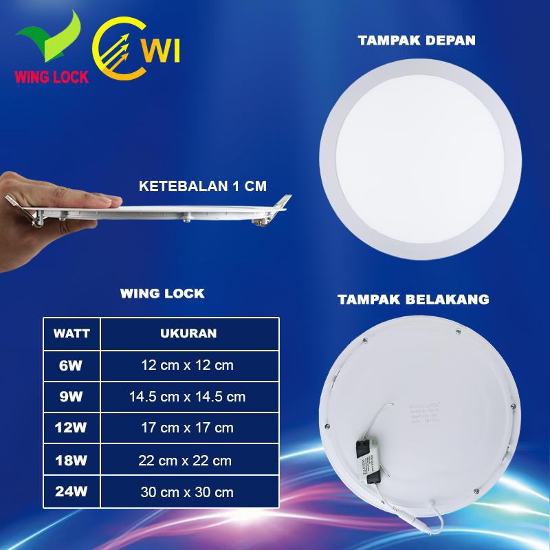 Downlight IB Bulat LED Panel 6W 9W 12W 18W Wing Lock/Lampu InBow WL