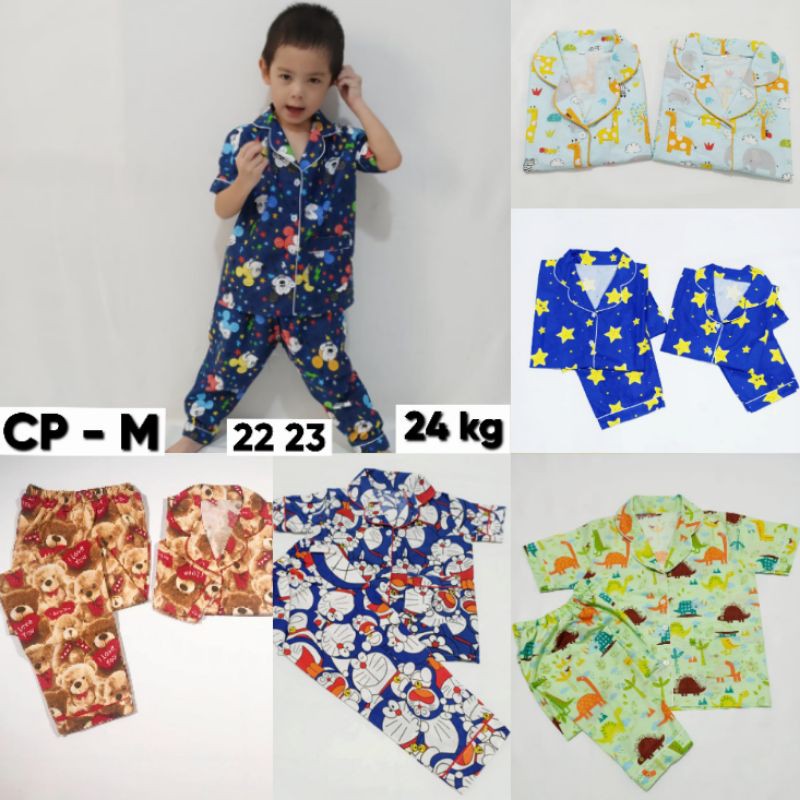 baju tidur celana panjang anak setelan karakter motif / piama couple cewe cowok SET piyama