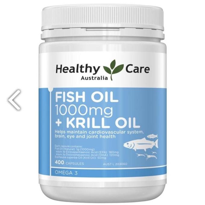 Healthy Care Krill Oil + Omega 3 Fish Oil 1000Mg 400 Kapsul