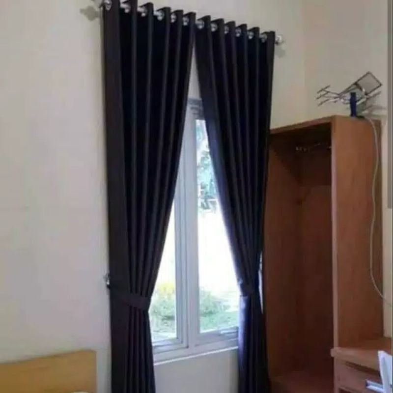 gorden jendela gorden blackout polos serat safron hitam abu coklat merah