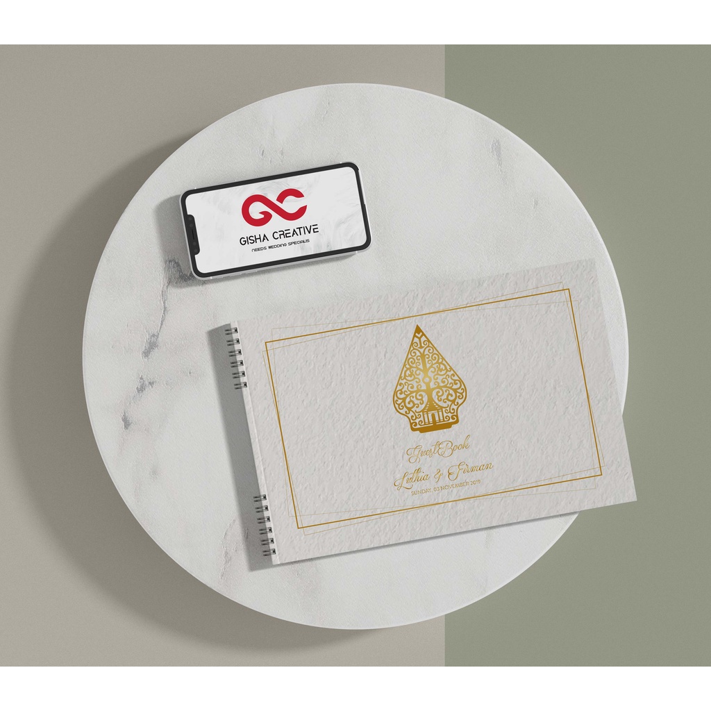 BUKU TAMU PERNIKAHAN HARD COVER DESIGN TEMPLATE JILID SPIRAL CETAK FULL COLOUR