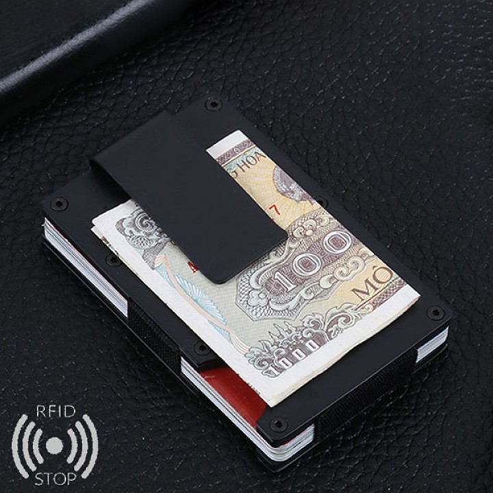 X11-B - Metal Card Wallet Money Clip with RFID Blocker