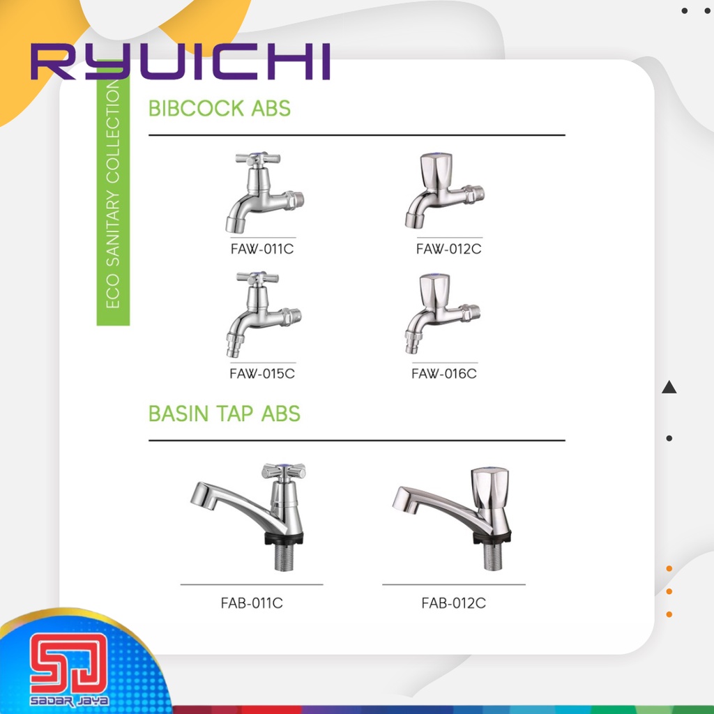 Ryuichi FAW 012C Kran Tembok Keran Saringan 1/2&quot; ABS Plastik Chrome