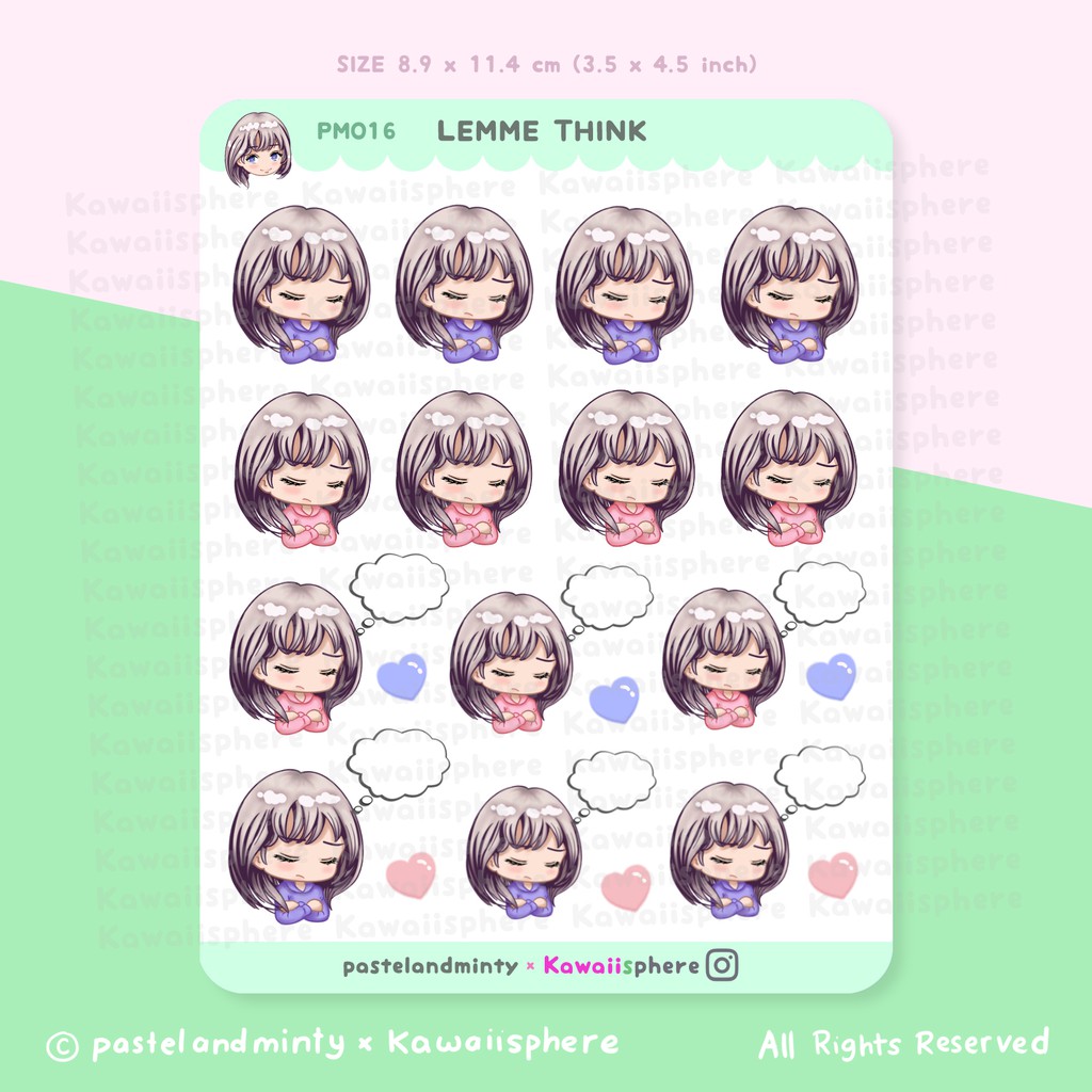 

Lemme Think Sticker Sheet | Planner Journal Sticker Pastelandminty