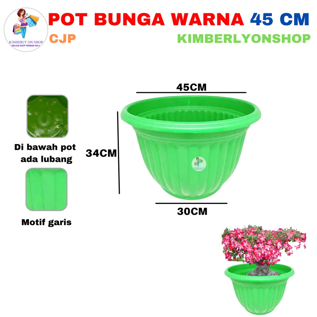 Kimberlyonshop Pot Bunga Plastik Warna 45 Cm CJP