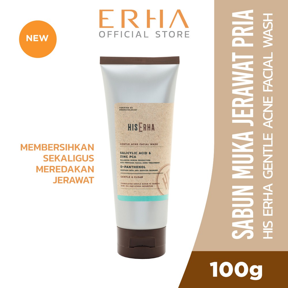 HIS ERHA Gentle Acne Facial Wash 100g - Sabun Wajah Jerawat Khusus Pria