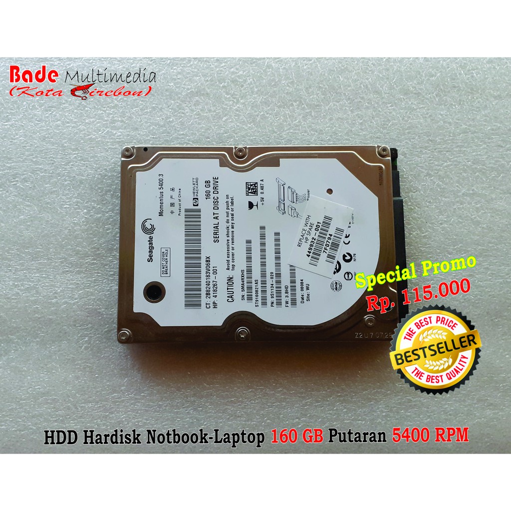 Hardisk HDD Internal Laptop 2.5 Inch 160GB Seagate Original 5400 Rpm