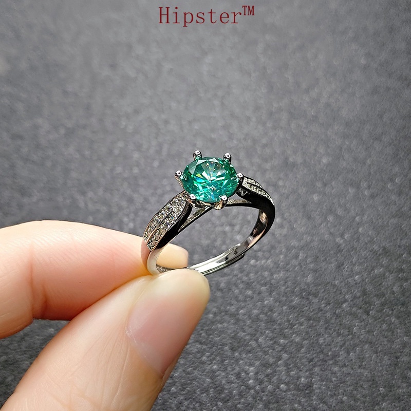 Japanese and Korean Fashion Hot Sale Elegant Inlaid Emerald White Gold Ring