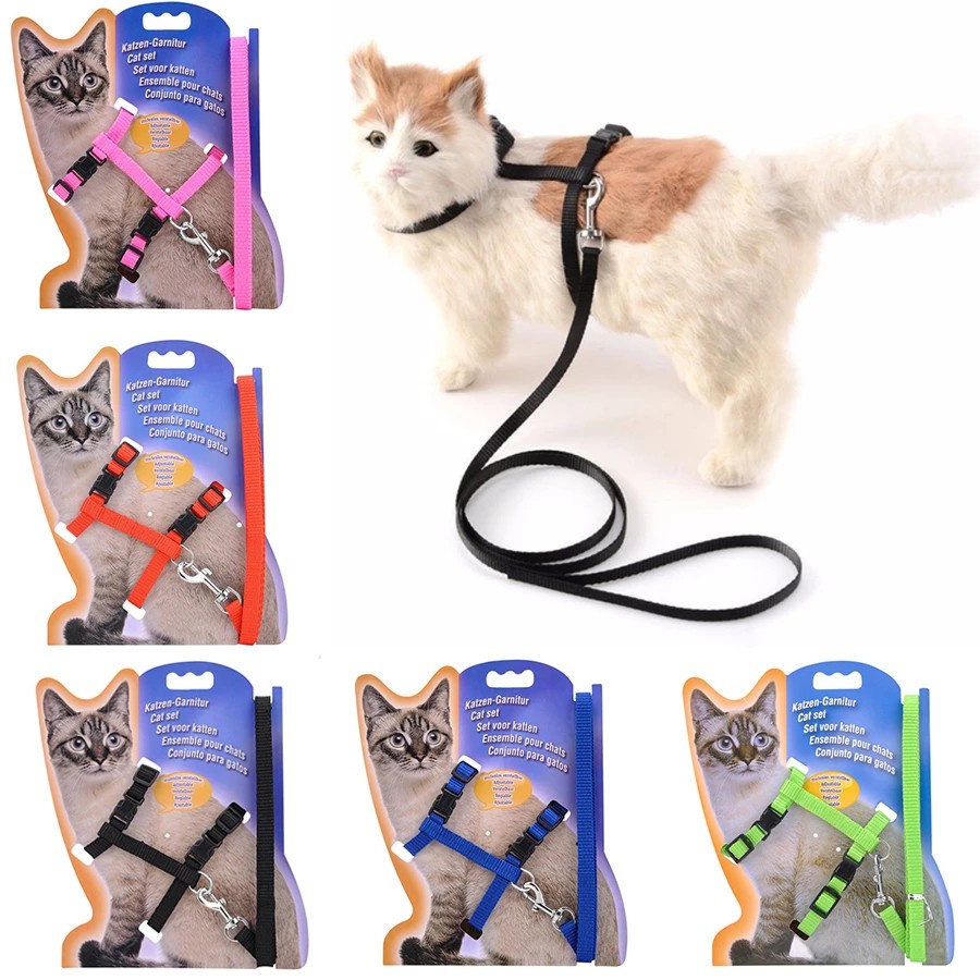 6 Warna Adjustable Pet Cat Collar Untuk Kucing Nyaman Nylon Rabbit Kitten Kedi Harness Leash Set Dog Cat Aksesoris Produk Untuk Hewan Peliharaan