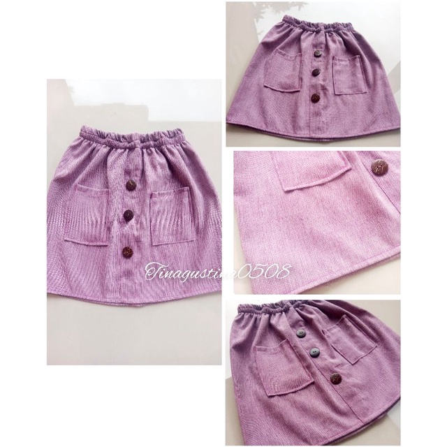 rok pendek polos/rok  saku depan anak cantik 2-7tahun