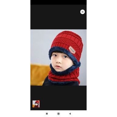 Kupluk Syal Anak Beanie Anak Topi Musim Dingin Set Rajut