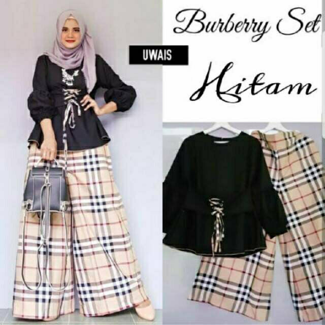 Set kulot burberry 100.000 Matt atasan baloteli Ld102 pj60 pita pinggang nyatu kebaju ada mata ayam